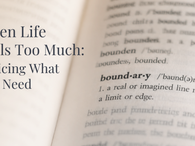 Open dictionary showing the word boundary with the title When Life Feels Too Much: Noticing What You Need